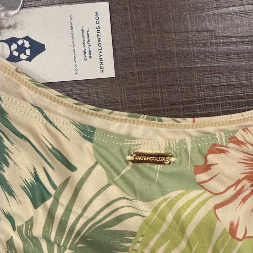 NWT watercolors by Kenny Flowers Pale Yellow Tropical Bandeau Bikini - Picture 4 of 6